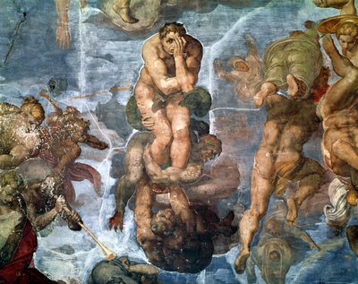 Die Sixtinische Kapelle: Das Jüngste Gericht, Detail eines der Verdammten, 1538-41 von Michelangelo Buonarroti
